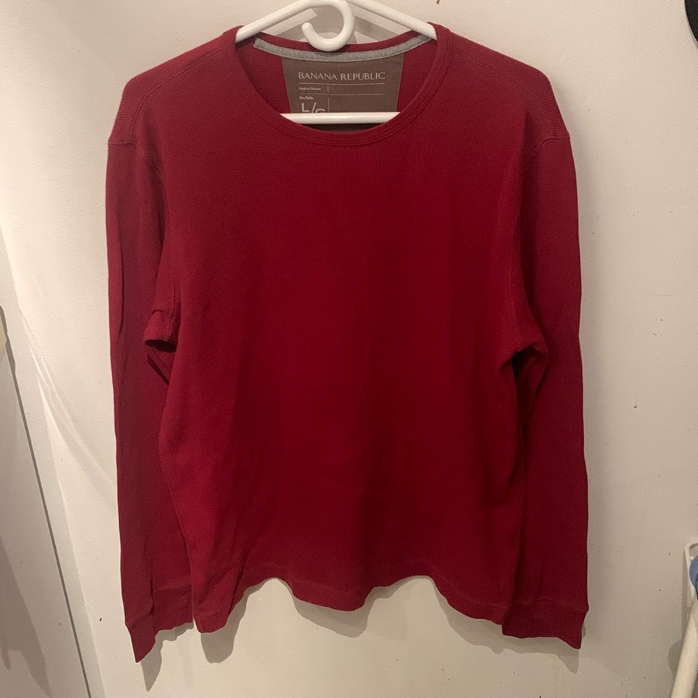 Incredible Cardinal Red Waffle Cut Thin Sweater from Banana Republic SZ Large